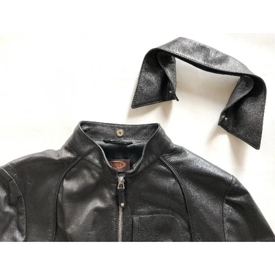 Pre-owned Tod's Leather Biker Jacket In Black