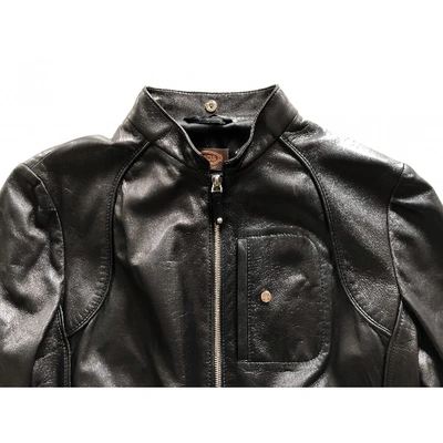 Pre-owned Tod's Leather Biker Jacket In Black
