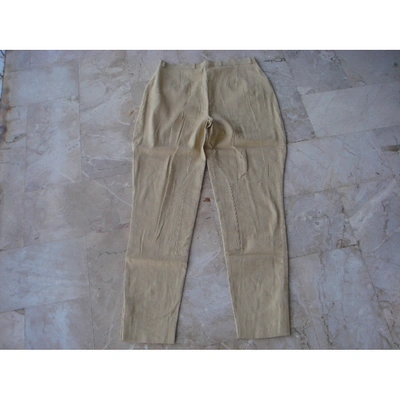 Pre-owned Burberry Linen Carot Trousers In Camel