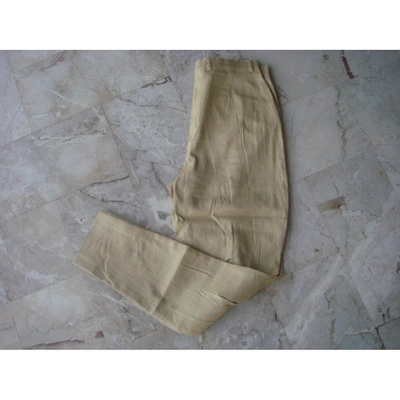 Pre-owned Burberry Linen Carot Pants In Camel