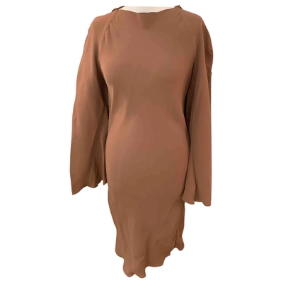 Pre-owned Lanvin Silk Mid-length Dress In Camel