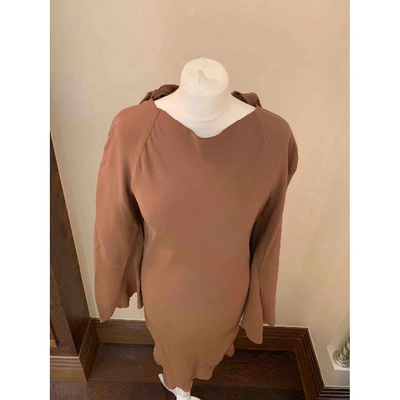 Pre-owned Lanvin Silk Mid-length Dress In Camel
