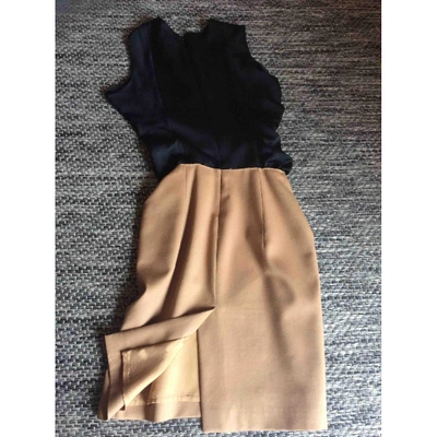 Pre-owned Carven Wool Mid-length Dress In Camel