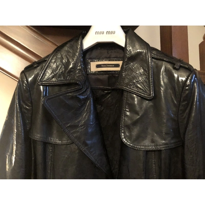 Pre-owned Tara Jarmon Leather Biker Jacket In Black