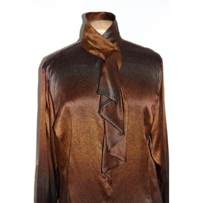 Pre-owned Gucci Silk Blouse In Brown