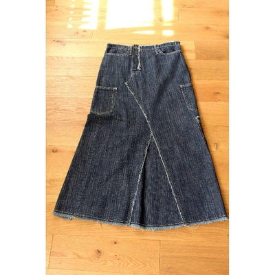 Pre-owned Yohji Yamamoto Blue Cotton Skirt