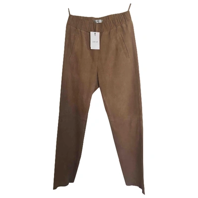 Pre-owned Sand Beige Suede Trousers