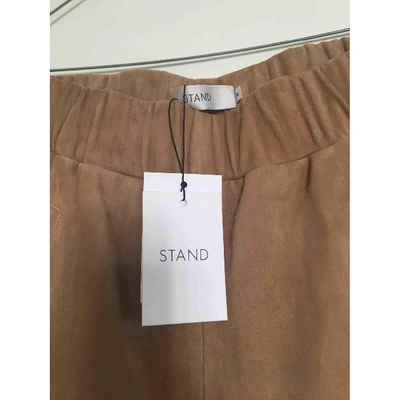 Pre-owned Sand Beige Suede Trousers