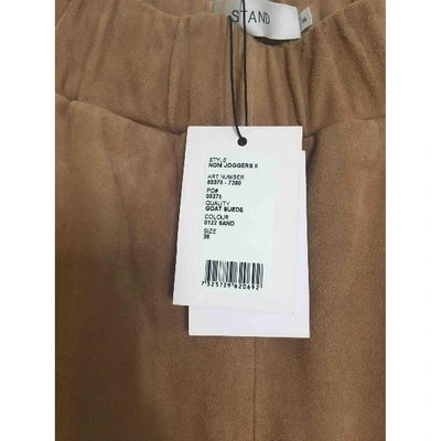 Pre-owned Sand Beige Suede Trousers