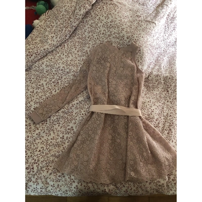 Pre-owned Moncler Lace Mini Dress In Pink