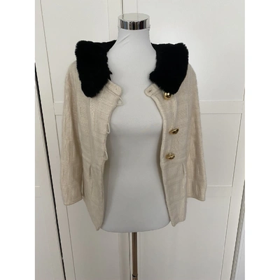 Pre-owned Milly Cashmere Cardigan In White