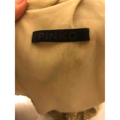 Pre-owned Pinko Glitter Mini Dress In Gold