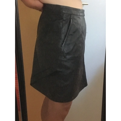Pre-owned Saint Laurent Leather Skirt In Black