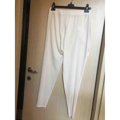 Pre-owned Pinko Ecru Silk Trousers
