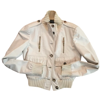 Pre-owned Gucci Leather Biker Jacket In White