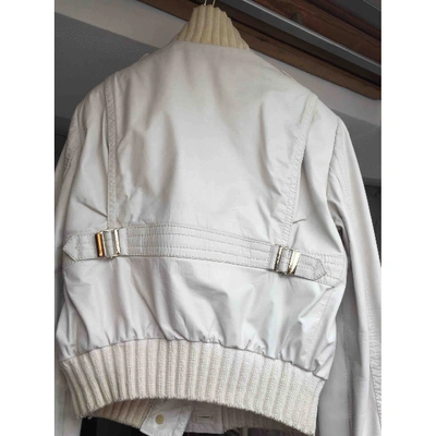 Pre-owned Gucci Leather Biker Jacket In White