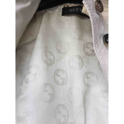 Pre-owned Gucci Leather Biker Jacket In White