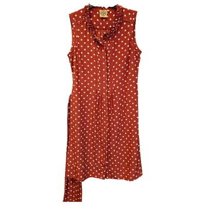 Pre-owned Tory Burch Silk Mid-length Dress In Red