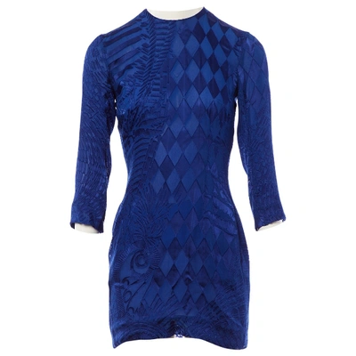 Pre-owned Balmain Silk Mini Dress In Blue