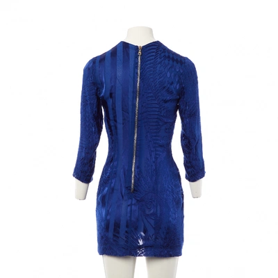 Pre-owned Balmain Silk Mini Dress In Blue