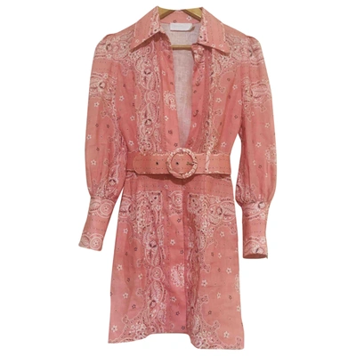 Pre-owned Zimmermann Pink Linen Dress