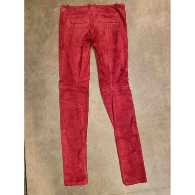 Pre-owned Balmain Red Suede Trousers