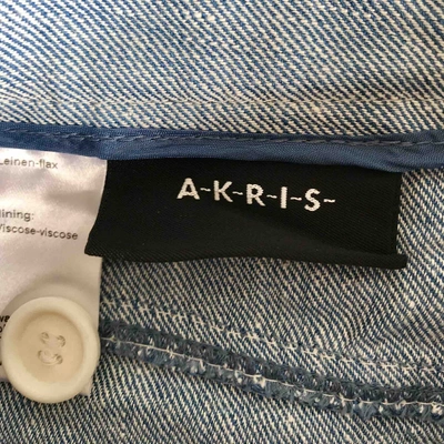 Pre-owned Akris Linen Straight Pants In Blue