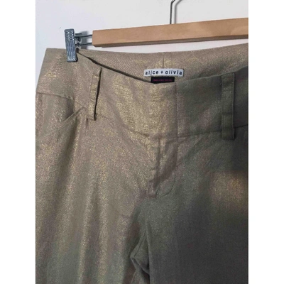 Pre-owned Alice And Olivia Linen Large Pants In Gold