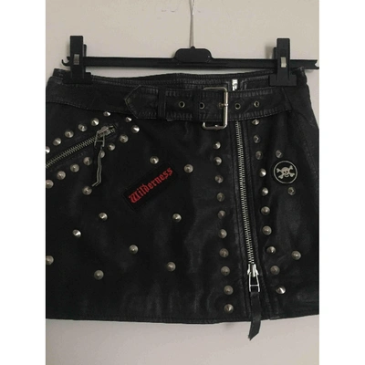 Pre-owned P.a.r.o.s.h Leather Mini Skirt In Black