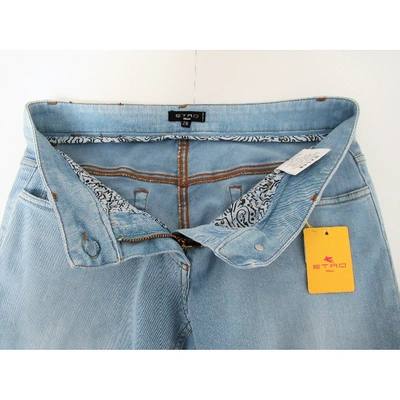 Pre-owned Etro Blue Cotton - Elasthane Jeans