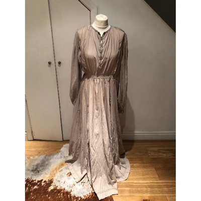 Pre-owned Barbara Casasola Maxi Dress In Beige