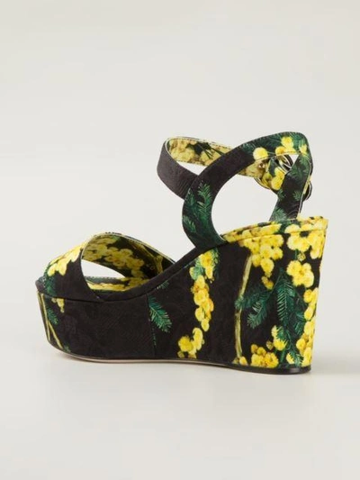 Shop Dolce & Gabbana Acacia Print Brocade Wedge Sandals