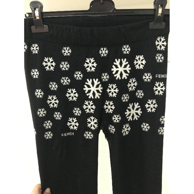 Pre-owned Fendi Wool Leggings In Black