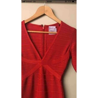 Pre-owned Herve Leger Red Dress