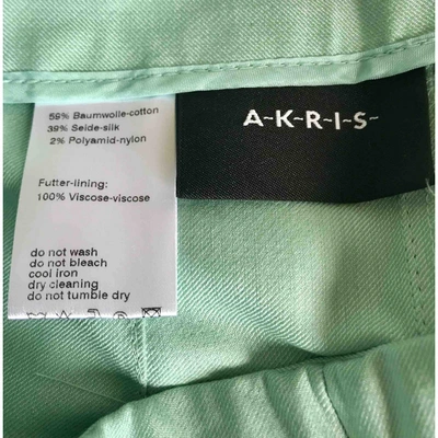 Pre-owned Akris Straight Pants In Green