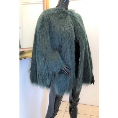 Pre-owned Unreal Fur Green Faux Fur Coat