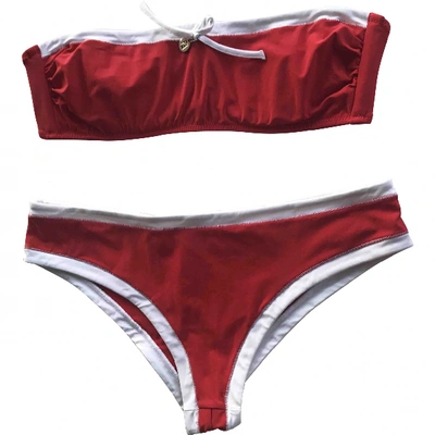 Pre-owned Fendi Two-piece Swimsuit In Red