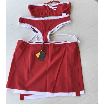 Pre-owned Fendi Two-piece Swimsuit In Red