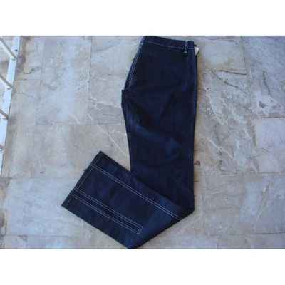 Pre-owned Moschino Linen Straight Pants In Black