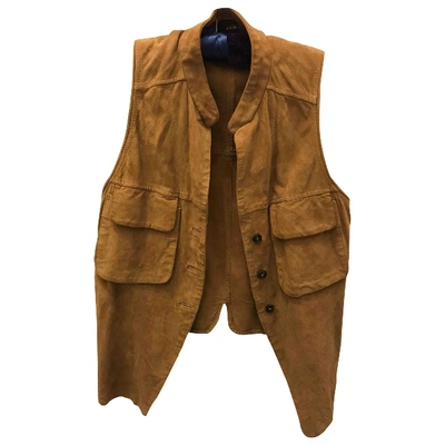 Pre-owned Hoss Intropia Leather Vest In Camel