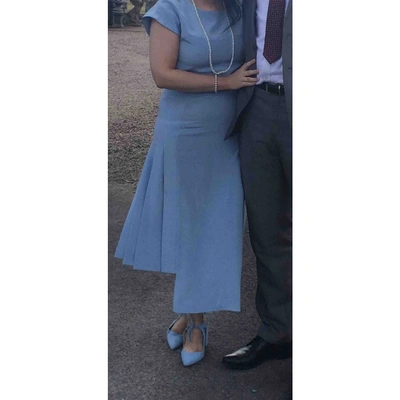 Pre-owned Topshop Unique Silk Mid-length Dress In Blue