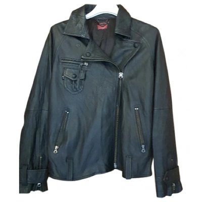 Pre-owned Levi's Leather Biker Jacket In Black