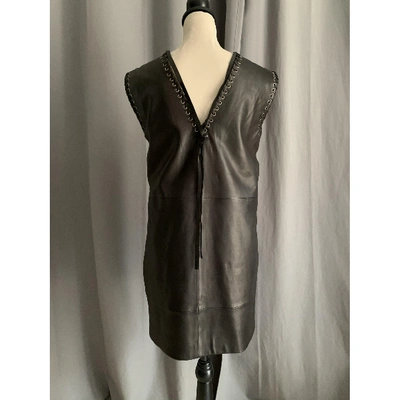 SET Pre-owned Leather Mid-length Dress In Brown