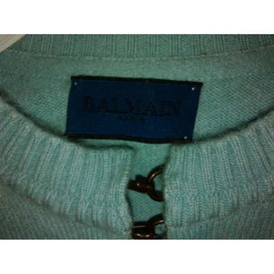 Pre-owned Balmain Cashmere Cardigan In Blue