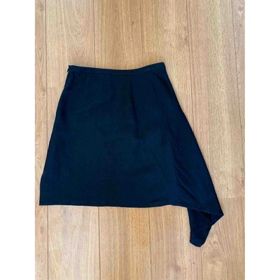Pre-owned Lutz Huelle Linen Mid-length Skirt In Black