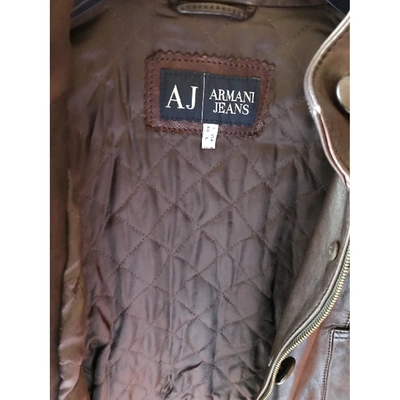 Pre-owned Armani Jeans Leather Jacket In Brown