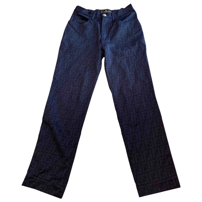 Pre-owned Fendi Straight Pants In Blue