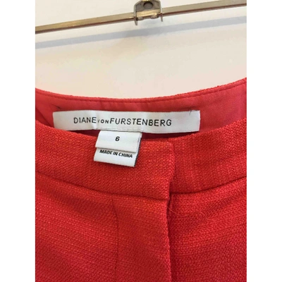 Pre-owned Diane Von Furstenberg Straight Pants In Red