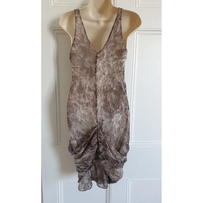 Pre-owned Zimmermann Silk Mid-length Dress In Brown