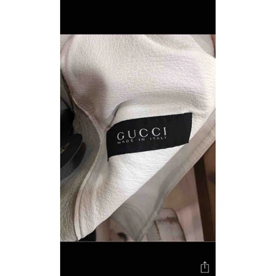 Pre-owned Gucci Leather Jacket In White